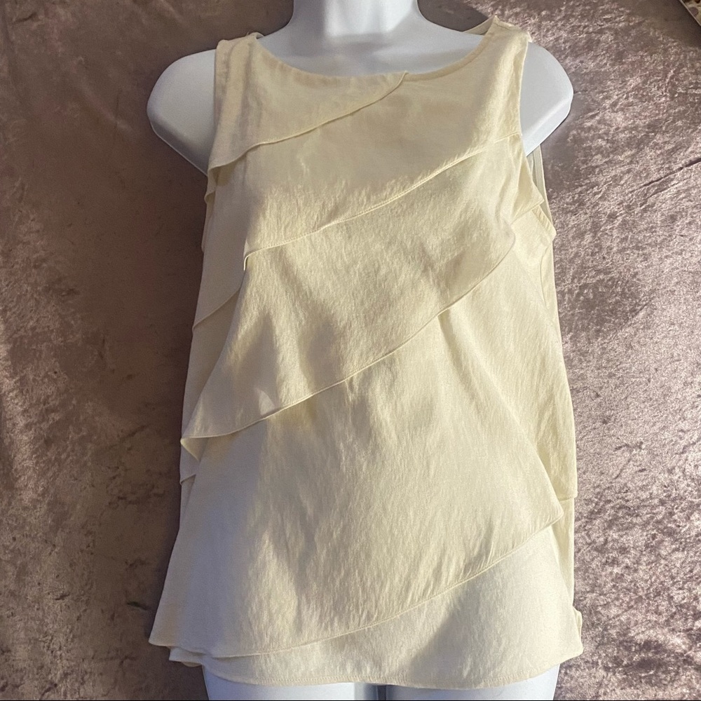 Zara Cream Color Sleeveless Layered Ruffle Top